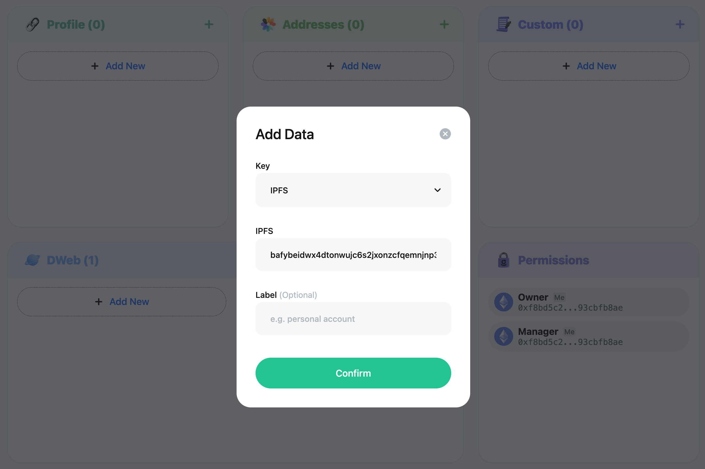 add ipfs record